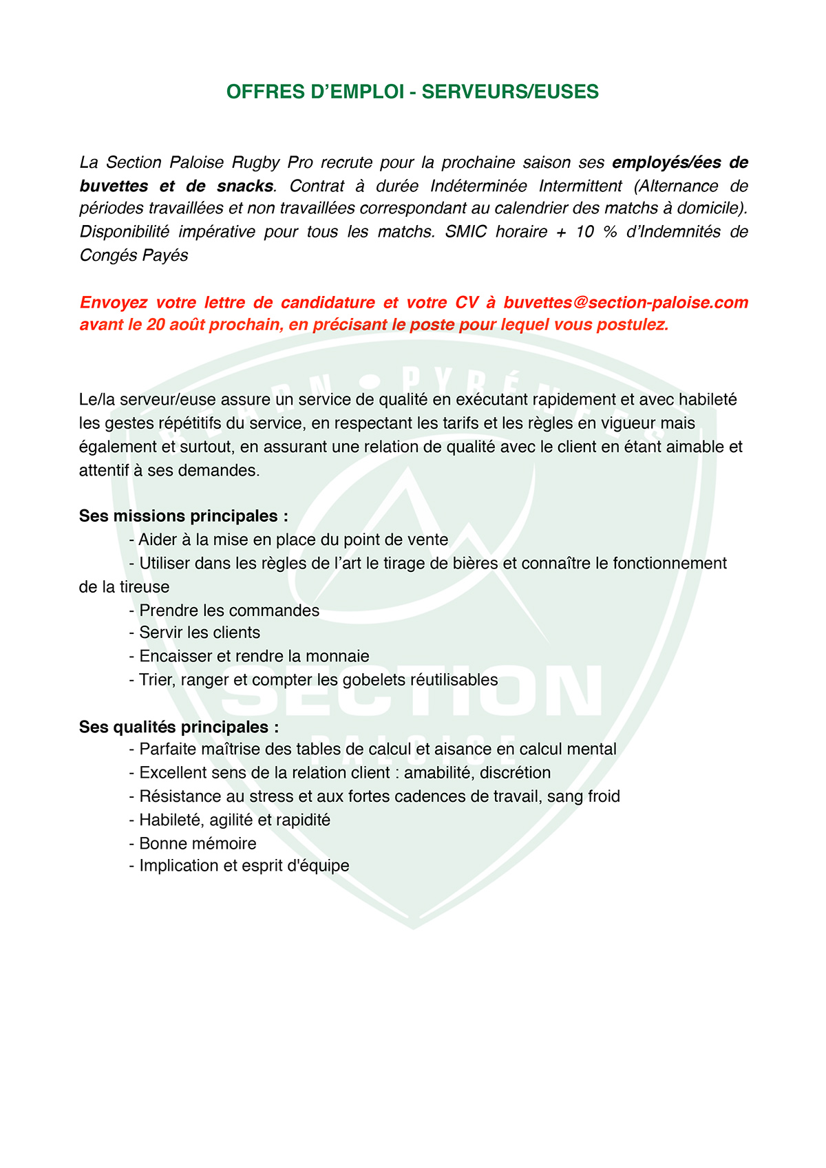 1emplois buvettes
