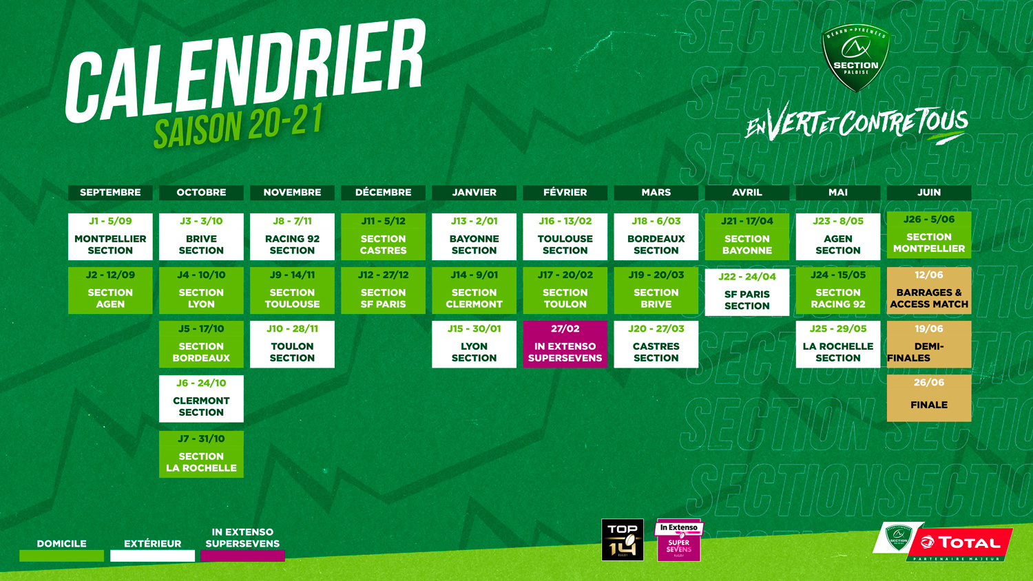 calendrier 2021 top14