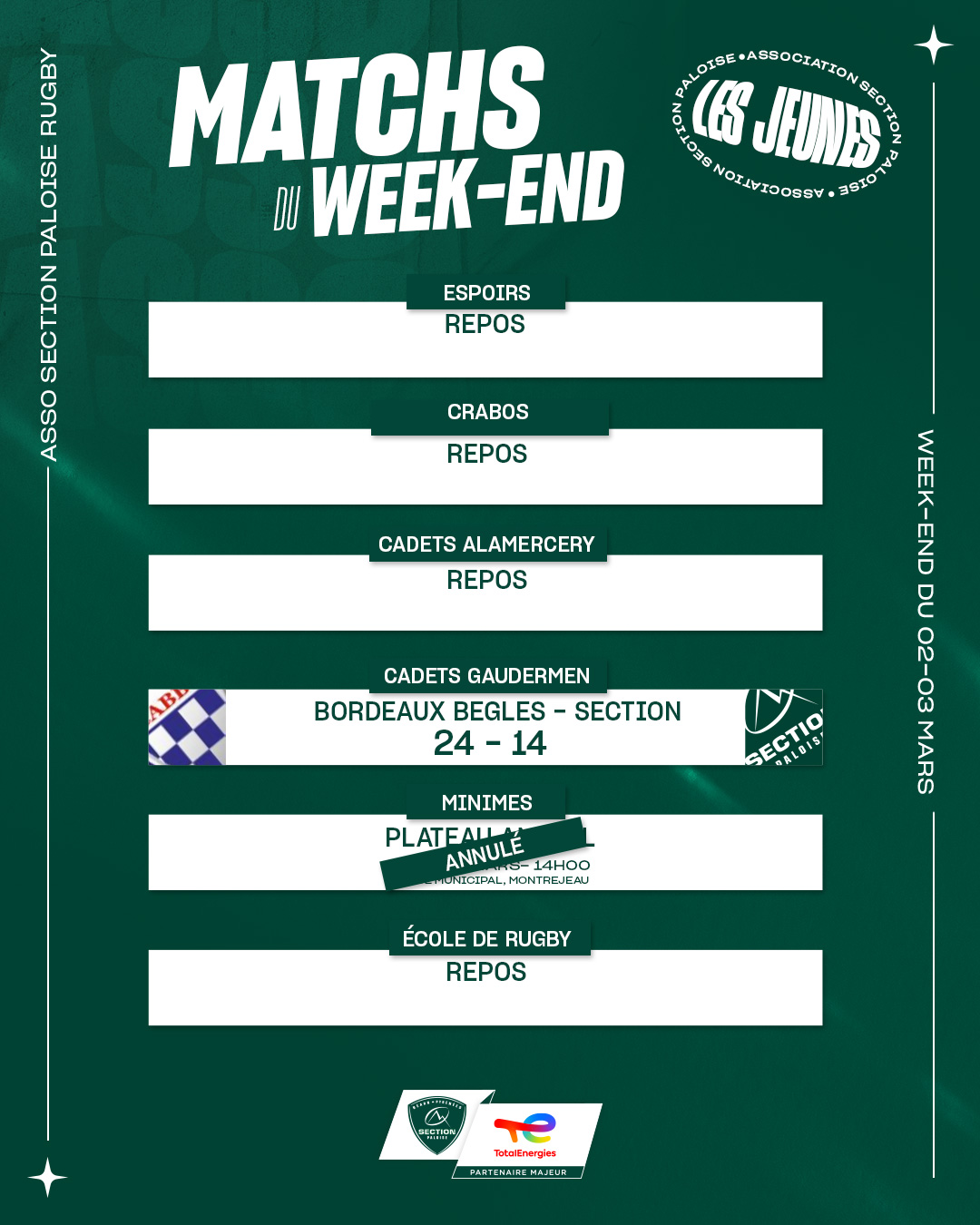 02 03 RÉSULTAT WEEK END